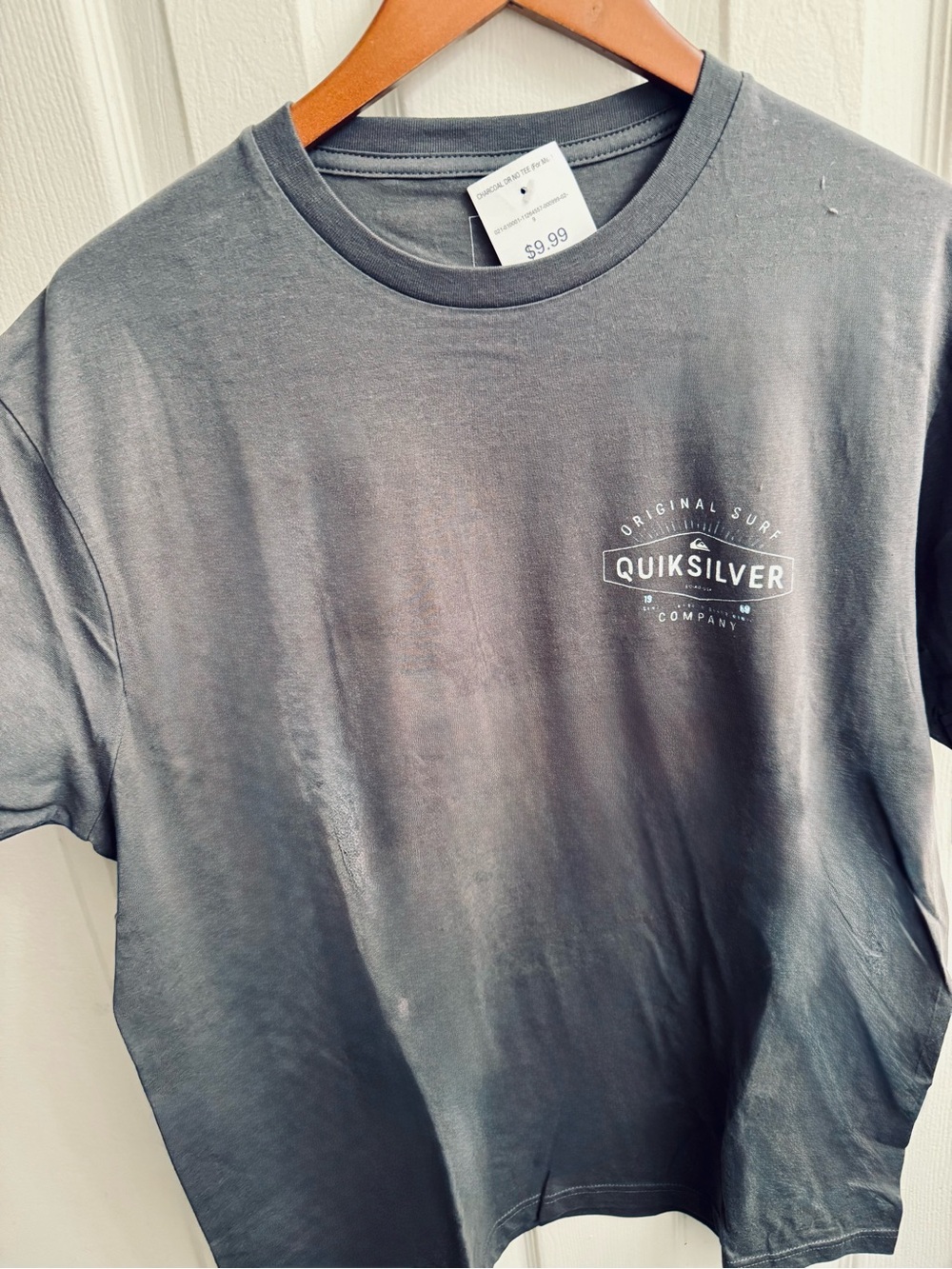 Quiksilver Men's Charcoal Gray Short Sleeve Tee with Chest Logo